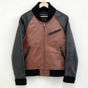 Liugoo Leathers オールレザー スタジャン 黒×茶 カウハイド 牛革 Lサイズ リューグーレザーズ レザージャケット 3080110