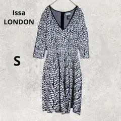 【Issa LONDON】イッサロンドン ワンピース (S) 総柄 Vネック