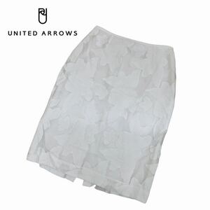 a796 UNITED ARROWS ユナイテッドアローズ スカート タイトスカート デザインスカート ホワイト レディース サイズ38