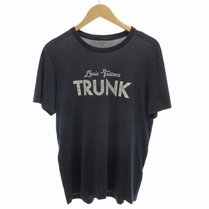 ルイヴィトン LOUIS VUITTON TRUNK プリントTシャツ カットソー 半袖 L 紺 ネイビー /FF ■EC レディース