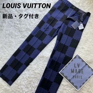 1円～★新品・未使用★Louis Vuitton ルイヴィトン×Nigo ダミエ パンツ XL 40 ダークネイビー デニム Damier Suit Pants Dark Ocean 21FW