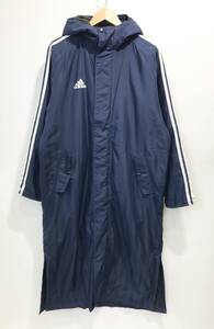 adidas シャドー ロングボアコート ベンチコート 中綿 ネイビー サッカー フットボール スポーツ Z03834 アディダス SIZE：M■0122O