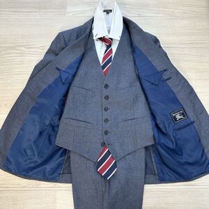 【希少!!圧巻3ピース】 BURBERRY バーバリー A5（M~L程度） スーツ セットアップ 紺 メンズ ネイビー系 ジャケット ジレ スリーピース