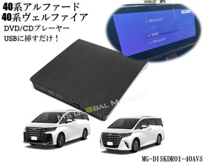 Newモデル 40系アルファード ヴェルファイア DVD/CDプレイヤー ディスプレイオーディオ用 トヨタ R5.6～ TOYOTA ALPHARD VELLFIRE