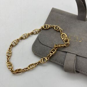 K11034 ChristianDior クリスチャンディオール ロゴ ブレスレット CDロゴ ロゴチェーン ゴールドカラー アクセサリー レディース