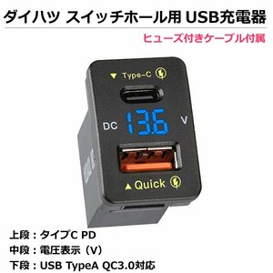 ダイハツ Aタイプ スイッチホール USB充電器 急速充電 QC3.0 TypeC PD ハイゼットトラック S500P アトレー /158-4: SM-N