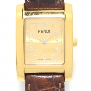 FENDI(フェンディ) 腕時計 - 7000L レディース 革ベルト ゴールド
