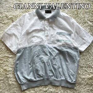 ヴィンテージ GIANNI VALENTINO ジャンニヴァレンティノ ポロシャツ トップス M 半袖 コットン リネン