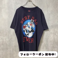 古着 used　Looney Tunes　ルーニーテューンズ　半袖プリントTシャツ　シルベスター　ネイビー　レトロ　オーバーサイズ