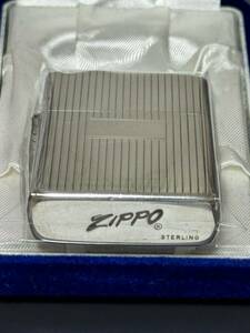 zippo STERLING SILVER 80-90年代 製造 純銀 スターリングシルバー 筆記体 センターロゴ エンジンターン 年代物 両面刻印 希少品 