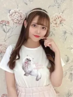 evelyn 白猫ちゃんTシャツ ホワイト