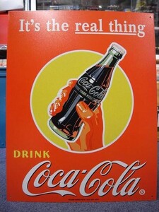 ブリキ看板 COKE Real Thing Bottle 1053 ティンプレート サインプレート Coca-Cola コカコーラ