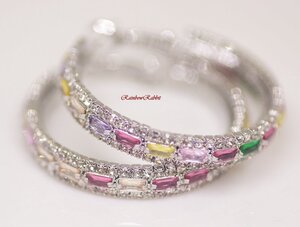 18K RGP プラチナ ダイヤ CZ 直径30mm 彩石 リング ピアス yp5068