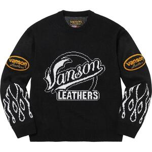 Lサイズ Supreme Vanson Leathers Sweater Black 22SS シュプリーム バンソン レザー セーター ブラック