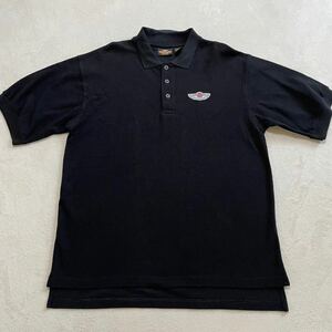 【XL】HARLEY-DAVIDSON ハーレーダビットソンポロシャツ 半袖ポロシャツ 半袖 ロゴ　おっきいサイズ　XLサイズ黒 