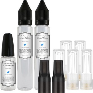 ■送料無料■ 電子タバコ用 カプセル型カートリッジ 808X 5本 & 85ml メンソールリキッド 50:50 VAPE MistyWhite