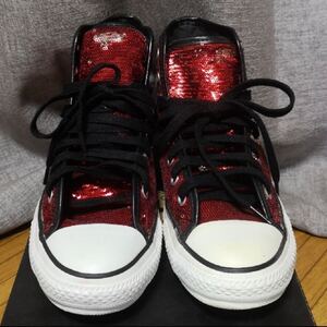 USED Converse All Star 赤 スパンコール ハイカット スニーカー コンバース オールスター