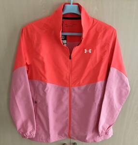 ★★★新品！UNDER ARMOUR (アンダーアーマー）レディース　ウィンドブレーカー (L：USAサイズ) 　オレンジ系×ピンク系★★