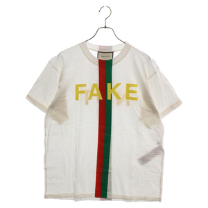 GUCCI グッチ 20AW Fake/Not Print Oversize Tee フェイクノットプリントオーバーサイズ半袖Tシャツ 616036 XJCXX ホワイト