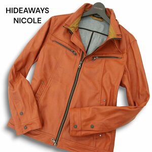 HIDEAWAYS NICOLE ハイダウェイ ニコル 通年 フェイクレザー★ シングル ライダース ジャケット ブルゾン Sz.48　メンズ　A4T09369_9#O