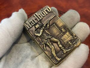 1円 ZIPPO ライター マルボロ Marlboroジッポ Zippoオイルライター真鍮製 中古品 喫煙グッズ ジッポー 火花確認済R60534