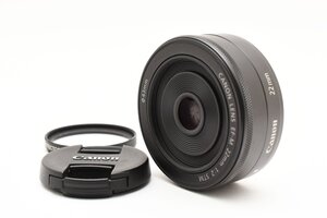 Canon EF-M 22mm F2 STM ブラック EOS M専用 [美品] フィルター キャップ付き 薄型パンケーキレンズ