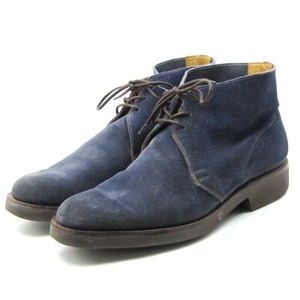 CROCKETT&JONES クロケット&ジョーンズ UK6E アンラインド チャッカブーツ CHUKKA 8489 スエード ガムライトソール ネイビー 10007417