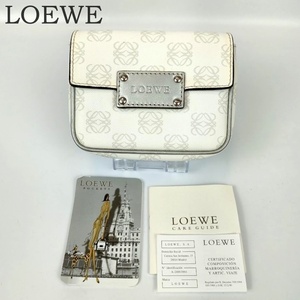 美品 LOEWE ロエベ アナグラム ウエストポーチ バッグポーチ アクセサリーポーチ ミニショルダーバッグ アイボリー 白 カード付き PVC