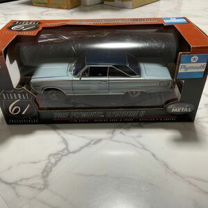 《箱付き》【1/18スケール】1967 Plymouth Belvedere Ⅱ Highway61 ハイウェイ ミニカー 模型 コレクション放出 メタルダイキャスト 水色