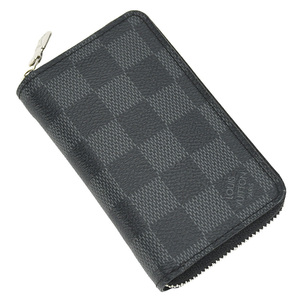 ルイヴィトン LOUIS VUITTON ジッピーコインパース ウォレット 財布 ダミエ グラフィット N63076 グレー ブラック シルバー金具 新品同様