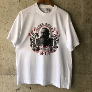 XZ134 Tシャツ 90s ビール マウント ジョイ ラガー フォトT 企業T 古着 ビンテージ L サイズ フルーツオブザルーム タグ ホワイト 色