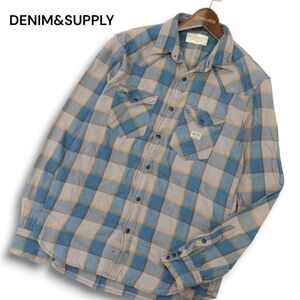 DENIM&SUPPLY ラルフローレン 通年 長袖 ウエスタン チェック シャツ Sz.S　メンズ グレー　C4T08048_9#C