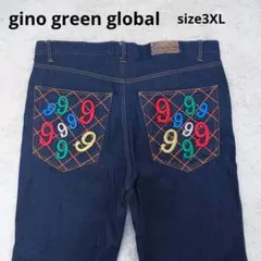 gino green global ジーンズ インディゴ 9の刺繍 3XLサイズ