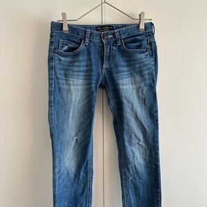 RED PEPPER レッドペッパー デニムパンツ ジーンズ 25 ユーズド加工 ローライズ ストレッチ ラグジュアリー