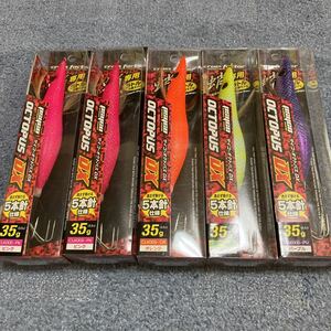 ［未使用］クロスファクター サイコオクトパス 35g × 5本セット ピンク、オレンジ、イエローゼブラグロー、パープル タコエギ 明石