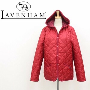 ◆LAVENHAM ラベンハム 中綿 キルティング パイピング フーデッド ジャケット レッド 40