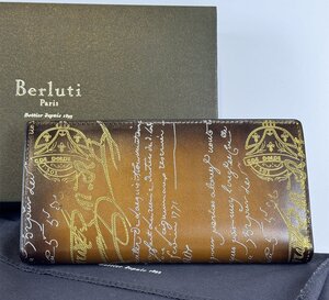 【新品同様】Berluti ベルルッティ エベネ カリグラフィ スタンプ 二つ折り財布 長財布 レザー 本革 メンズ ビジネス