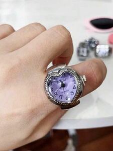 アクセサリー 韓国 レディース シルバー 紫 パープル リング 指輪 時計