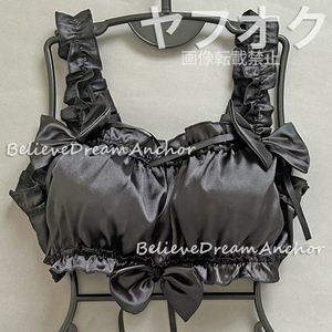 *即決*新品*511*男性用 サテン地 ふりふり 可愛い ナイト ブラジャー*M*Black*メンズ ナイトウェア パンツ 女装 パジャマ ドラッグクイーン