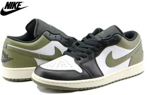 新品 28.5cm ナイキ エア ジョーダン ミディアム オリーブ グリーン カーキ 緑 黒 白 NIKE AIR JORDAN 1 LOW 箱付き 未使用 正規品 本物