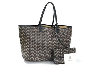 1円 GOYARD ゴヤール PVC×レザー トートバッグ ショルダーバッグ 肩掛け メンズ レディース ブラック系×マルチカラー BI8351