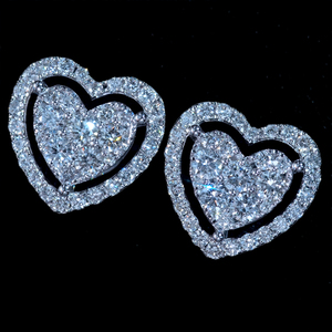 *PE3389【BC新作ウェディングジュエリー】Heart Diamond Earrings 天然上質ダイヤモンド１．２０ct 最高級18金WG無垢ピアス 新品