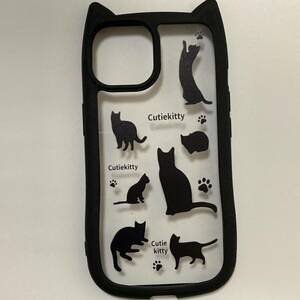 新品送料無料 iPhone13ケース 猫耳　猫のかわいい柄 黒猫 おしゃれ クリアケース