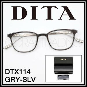 23304★新品本物！DITA FLOREN DTX114 グレー/シルバー コンビネーションフレーム ウェリントンシェイプ 高級メガネフレーム 眼鏡 日本製