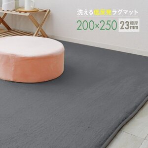 ラグ カーペット ラグマット Lサイズ 200x250cm 極厚23mm 3.2畳 床暖房対応 抗菌 防ダニ 低反発 絨毯 リビング マット 滑り止め グレー