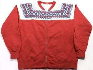 WHITESVILLE (ホワイツビル) Snow Pattern Full Zip Sweat / フルジップ雪柄スウェット WV69267 美品 レッド size L