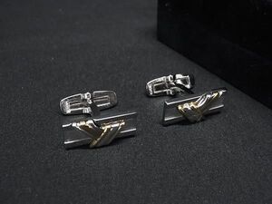 ■極美品■ YVESSAINTLAURENT イヴサンローラン カフス カフリンクス ビジネス 紳士 メンズ シルバー系 DE9956