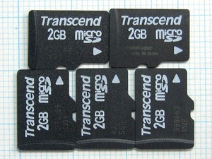 ★Transcend microＳＤカード ２ＧＢ ５枚 中古 ★送料８５円・１８５円