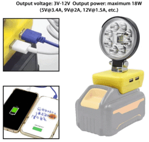 LEDワークライト,懐中電灯,USB電源バンク デウォルト用