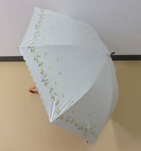( せ-A4-148 )Sinco 日傘 ジャンプ式 ミモザ 花柄 ホワイト 白 かわいい おしゃれ 全長約79cm 半径約49cm 中古